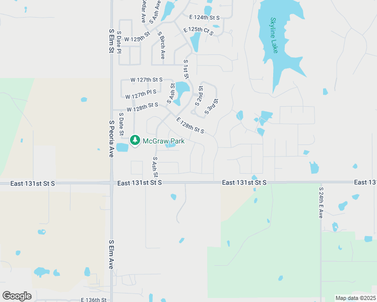 map of restaurants, bars, coffee shops, grocery stores, and more near 12922 South 2nd Street in Jenks