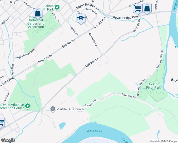 map of restaurants, bars, coffee shops, grocery stores, and more near 2903 Marble Hill Boulevard in Knoxville