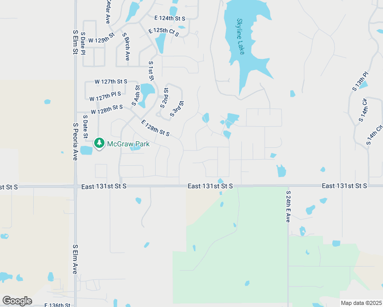map of restaurants, bars, coffee shops, grocery stores, and more near 424 East 129th Place in Jenks