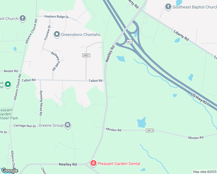 map of restaurants, bars, coffee shops, grocery stores, and more near 1950 Neelley Road in Pleasant Garden