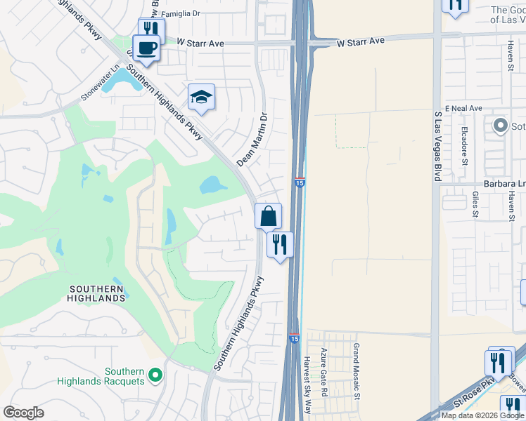 map of restaurants, bars, coffee shops, grocery stores, and more near 11759 Hugana Place in Las Vegas