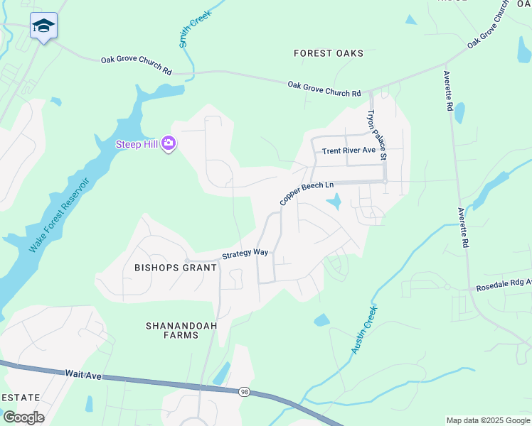 map of restaurants, bars, coffee shops, grocery stores, and more near 537 Kings Glen Way in Wake Forest