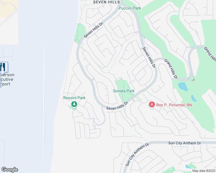 map of restaurants, bars, coffee shops, grocery stores, and more near 1416 Via Merano Street in Henderson