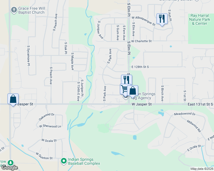 map of restaurants, bars, coffee shops, grocery stores, and more near 909 West Glendale Street in Broken Arrow