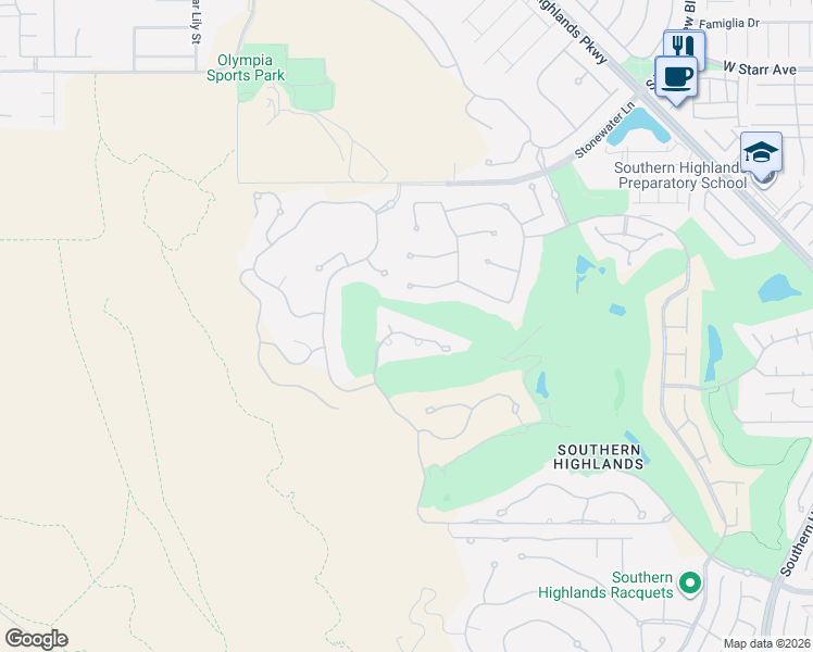 map of restaurants, bars, coffee shops, grocery stores, and more near 23 Castle Oaks Court in Las Vegas