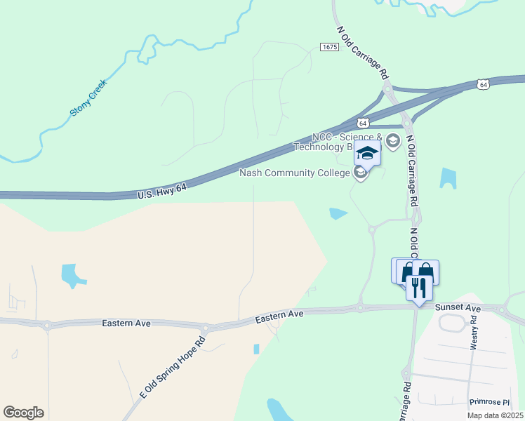 map of restaurants, bars, coffee shops, grocery stores, and more near 485 Shellcastle Road in Rocky Mount
