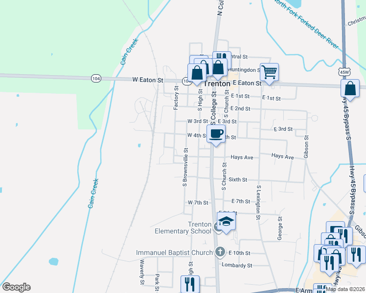 map of restaurants, bars, coffee shops, grocery stores, and more near 509 South Brownsville Street in Trenton