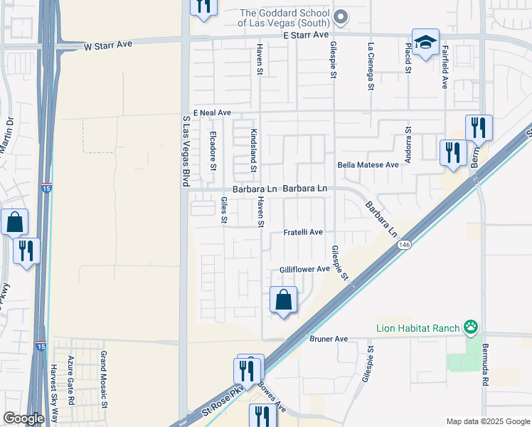 map of restaurants, bars, coffee shops, grocery stores, and more near 11759 San Rossore Court in Las Vegas