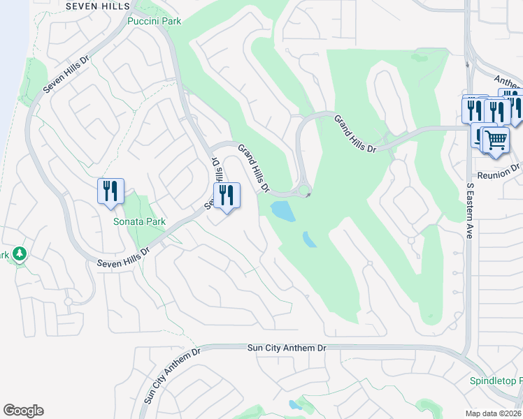 map of restaurants, bars, coffee shops, grocery stores, and more near 2878 Quartz Canyon Drive in Henderson