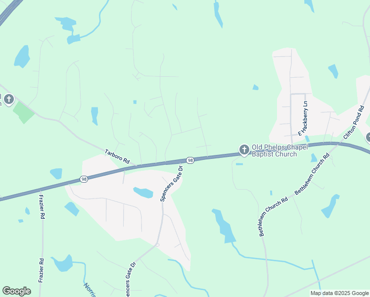 map of restaurants, bars, coffee shops, grocery stores, and more near 105 Baker Farm Drive in Youngsville