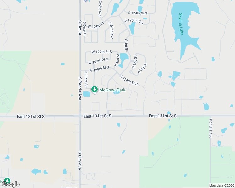 map of restaurants, bars, coffee shops, grocery stores, and more near 12918 South 1st Street in Jenks