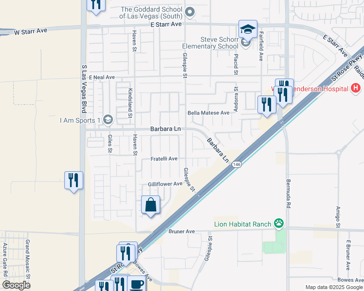 map of restaurants, bars, coffee shops, grocery stores, and more near 11760 Bella Luna Street in Las Vegas