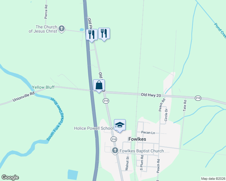 map of restaurants, bars, coffee shops, grocery stores, and more near 174 Tennessee 210 in Dyersburg
