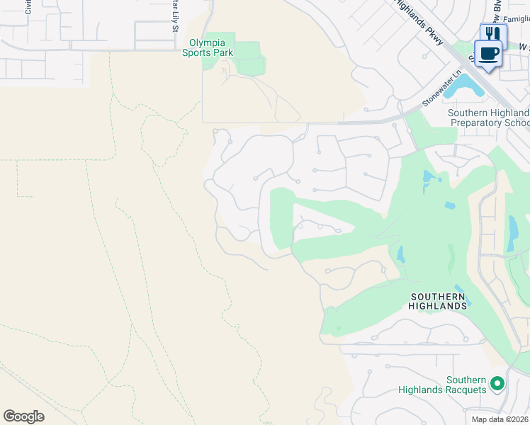 map of restaurants, bars, coffee shops, grocery stores, and more near 73 Olympia Canyon Way in Las Vegas