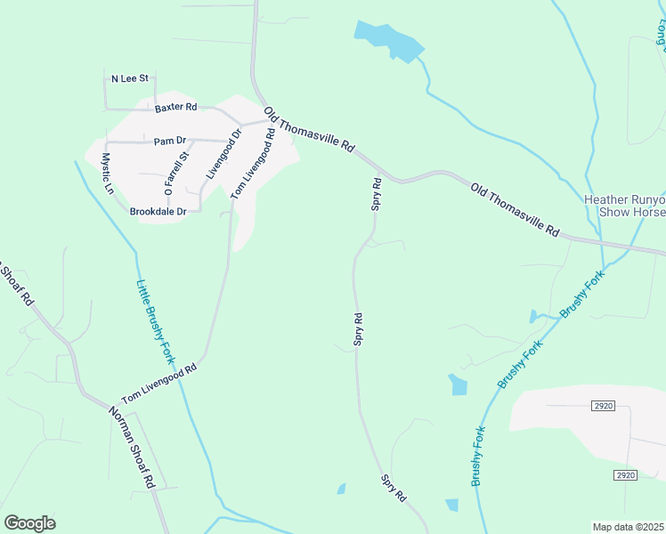 map of restaurants, bars, coffee shops, grocery stores, and more near 1657 Spry Road in Winston-Salem