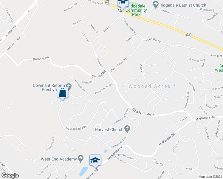 map of restaurants, bars, coffee shops, grocery stores, and more near 6209 Handley Lane in Knoxville