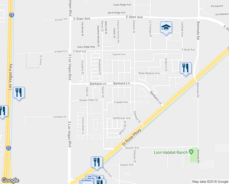 map of restaurants, bars, coffee shops, grocery stores, and more near 11746 Magliana Street in Las Vegas