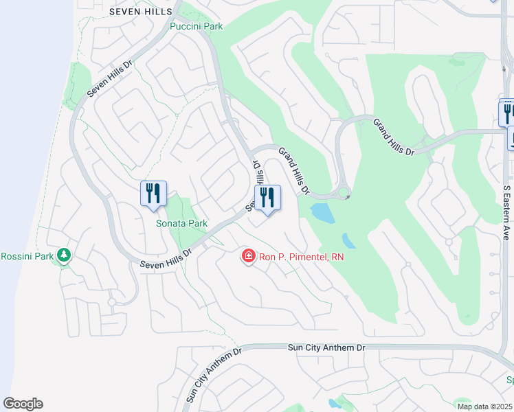 map of restaurants, bars, coffee shops, grocery stores, and more near 2940 Genova Court in Henderson