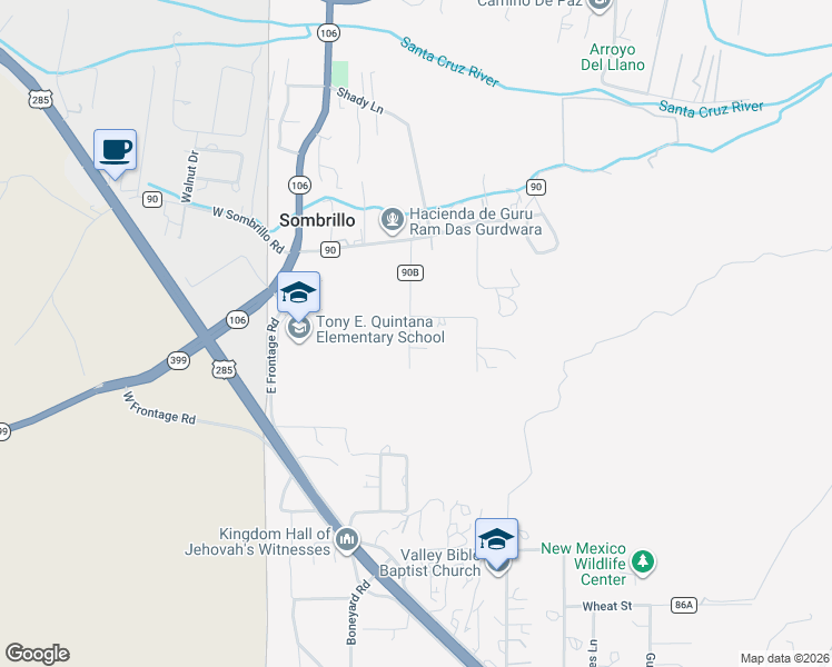 map of restaurants, bars, coffee shops, grocery stores, and more near 8 Athena's Way in Española