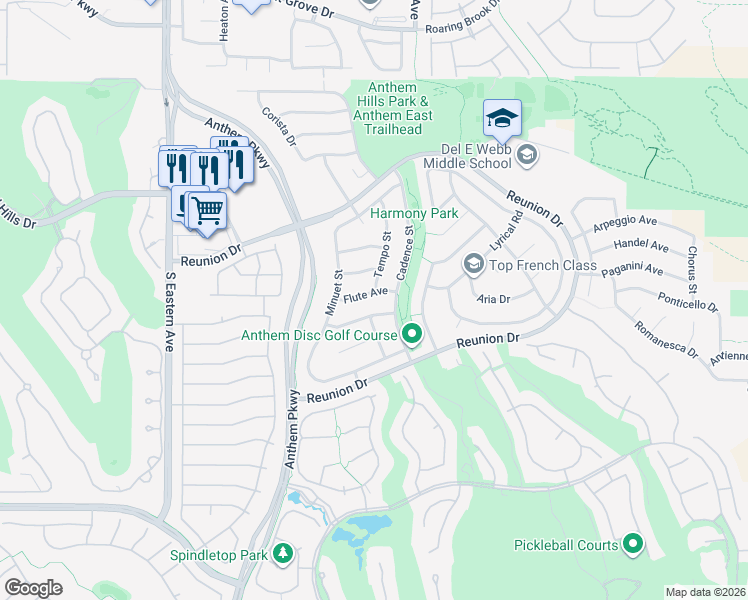 map of restaurants, bars, coffee shops, grocery stores, and more near 2378 Rainswept Avenue in Henderson