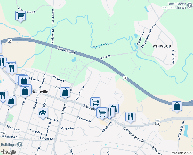 map of restaurants, bars, coffee shops, grocery stores, and more near 326 North Aviation in Nashville