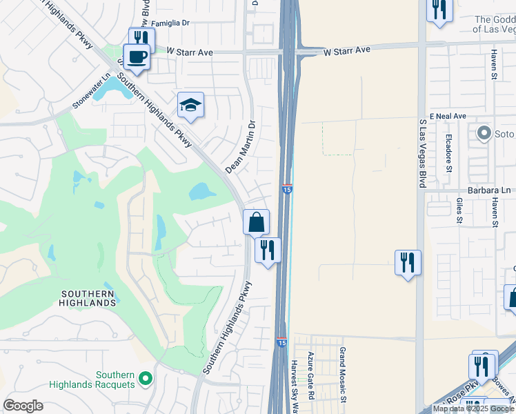 map of restaurants, bars, coffee shops, grocery stores, and more near 11736 Hugana Place in Las Vegas
