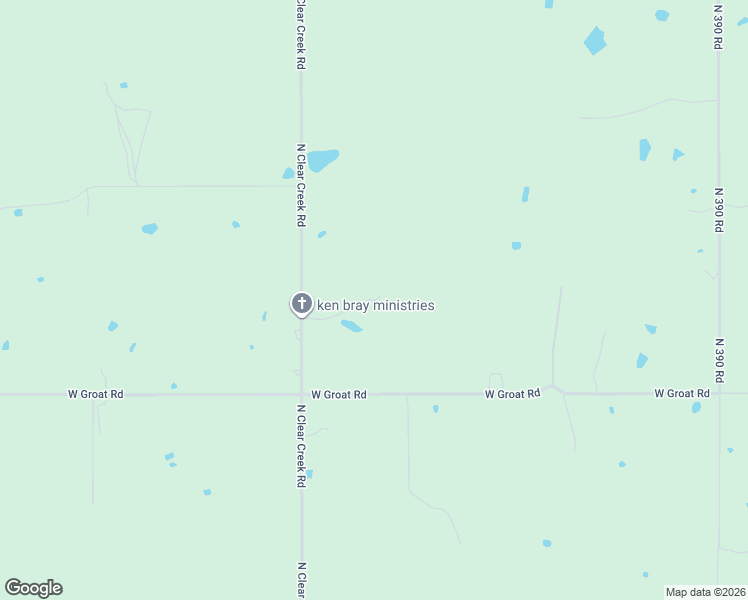 map of restaurants, bars, coffee shops, grocery stores, and more near 15520 North Clear Creek Road in Hulbert