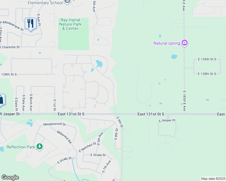 map of restaurants, bars, coffee shops, grocery stores, and more near 7712 South 7th Street, in Broken Arrow