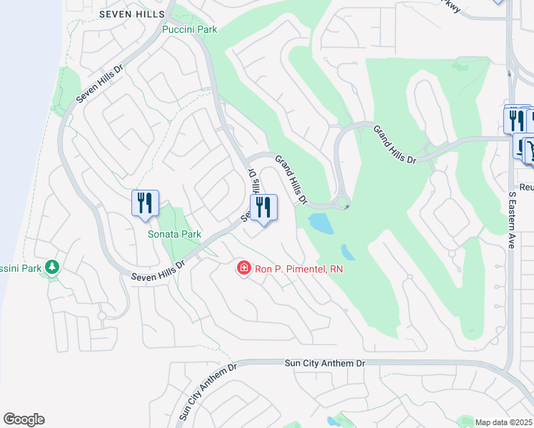 map of restaurants, bars, coffee shops, grocery stores, and more near 1360 Volturno Way in Henderson