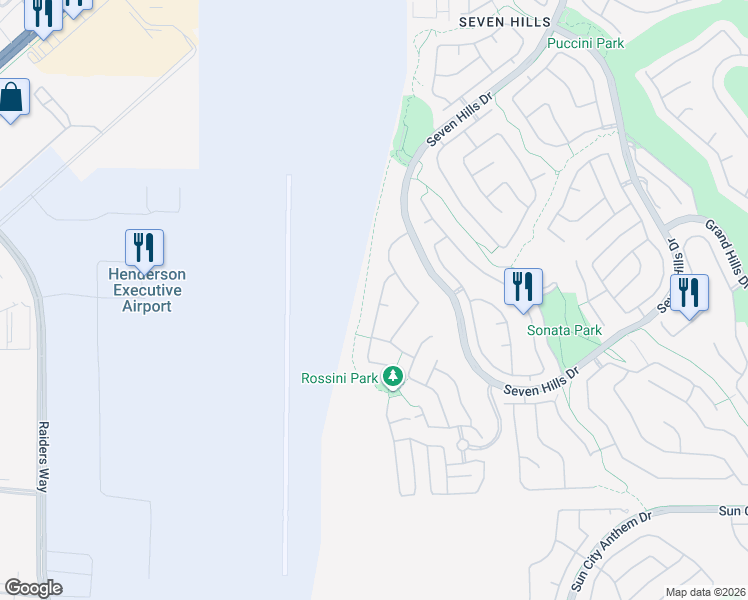 map of restaurants, bars, coffee shops, grocery stores, and more near 1421 Morning Crescent Street in Henderson