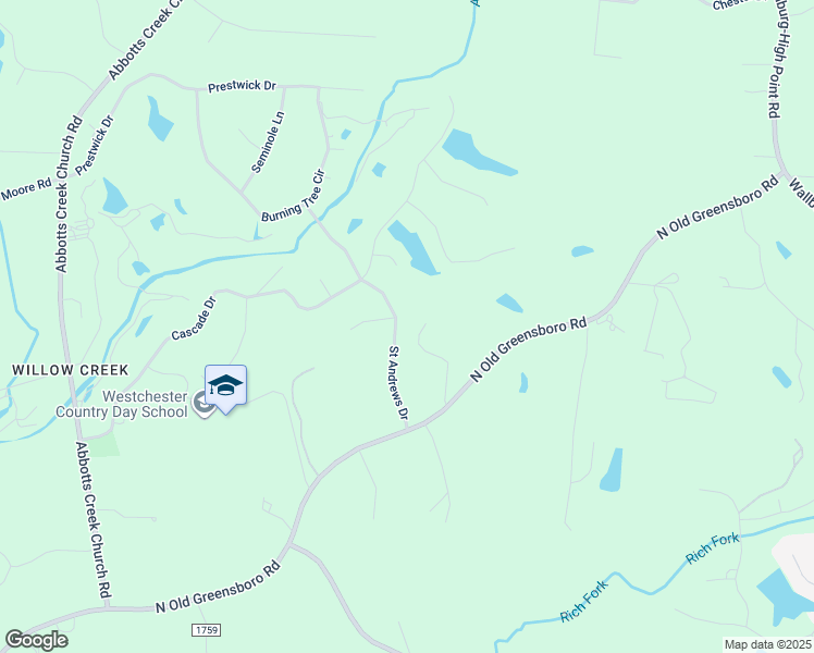 map of restaurants, bars, coffee shops, grocery stores, and more near 124 Saint Andrews Drive in High Point