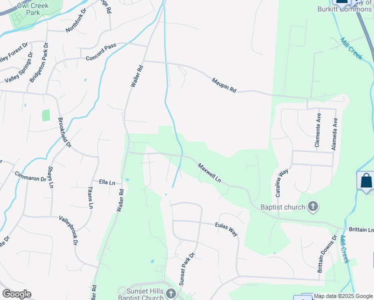 map of restaurants, bars, coffee shops, grocery stores, and more near 9917 Maxwell Lane in Brentwood