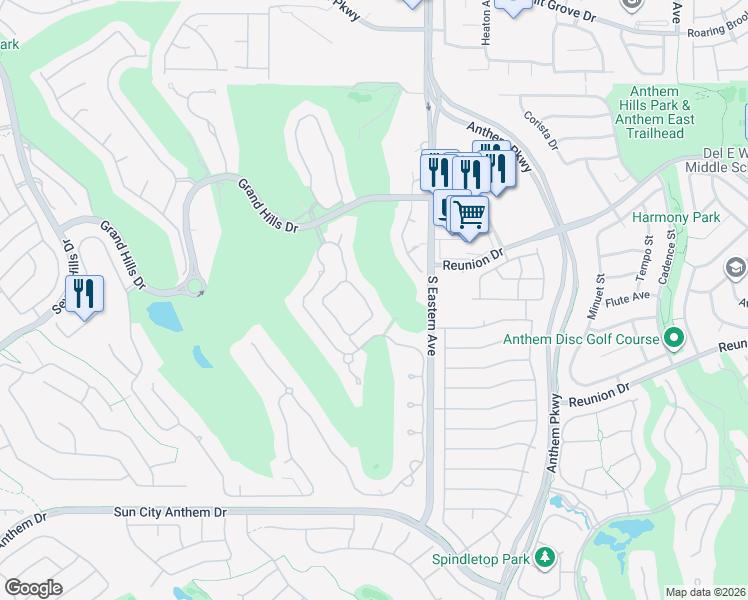 map of restaurants, bars, coffee shops, grocery stores, and more near 2660 Mirabella Street in Henderson