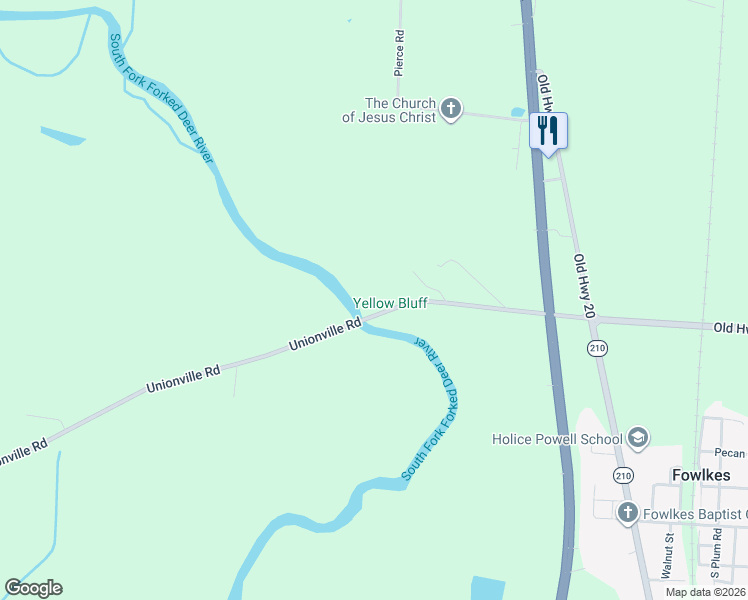 map of restaurants, bars, coffee shops, grocery stores, and more near 362 Unionville Road in Dyersburg