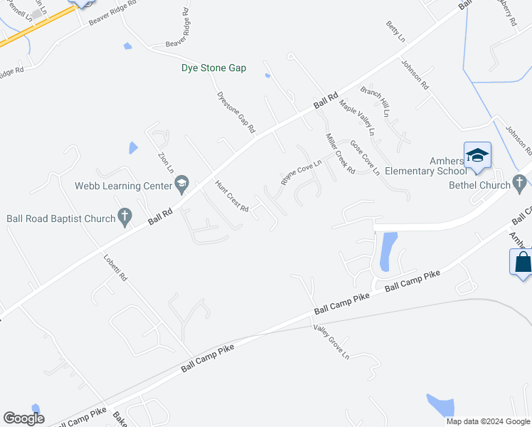 map of restaurants, bars, coffee shops, grocery stores, and more near 3135 Champions Trail Lane in Knoxville