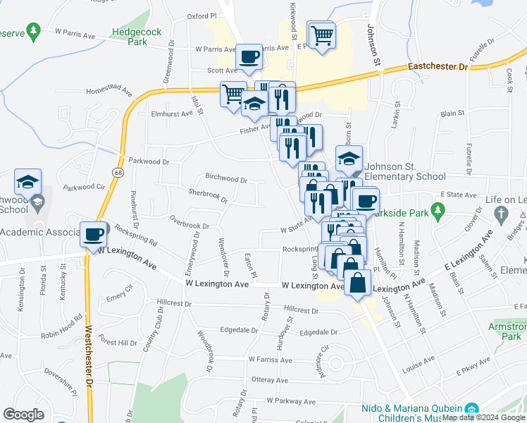 map of restaurants, bars, coffee shops, grocery stores, and more near 319 Sherbrook Drive in High Point