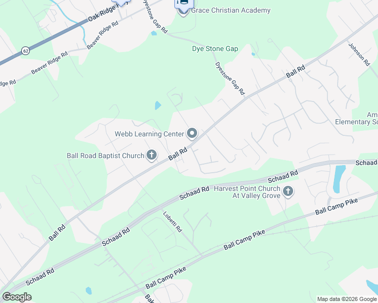 map of restaurants, bars, coffee shops, grocery stores, and more near 6109 Ball Road in Knoxville