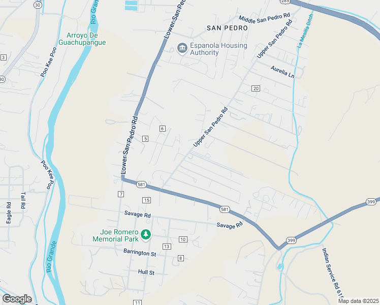 map of restaurants, bars, coffee shops, grocery stores, and more near 87A Upper San Pedro Road in Española