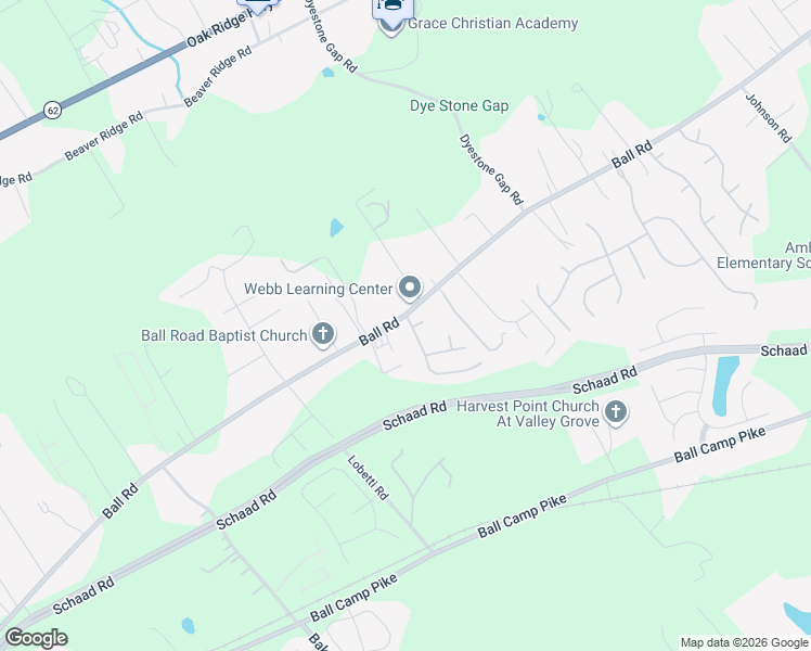 map of restaurants, bars, coffee shops, grocery stores, and more near 6109 Ball Road in Knoxville