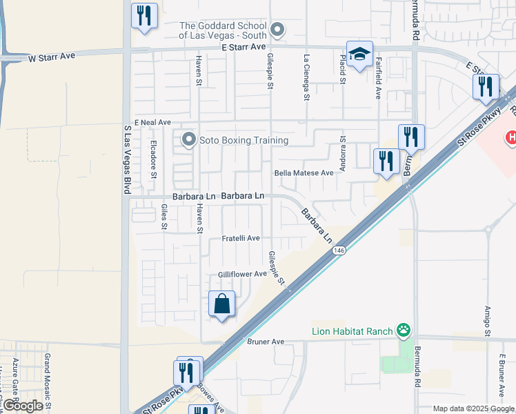 map of restaurants, bars, coffee shops, grocery stores, and more near 11721 Bella Luna Street in Las Vegas