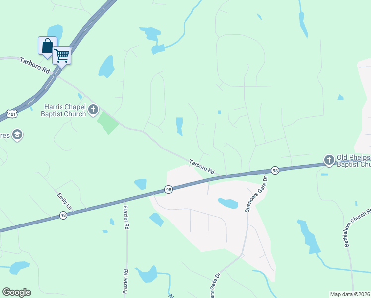 map of restaurants, bars, coffee shops, grocery stores, and more near 3205 Tarboro Rd in Youngsville
