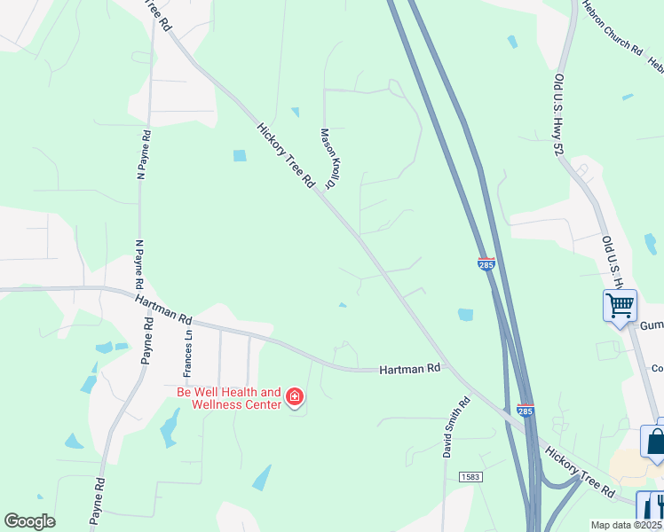 map of restaurants, bars, coffee shops, grocery stores, and more near 1243 Hickory Tree Road in Winston-Salem