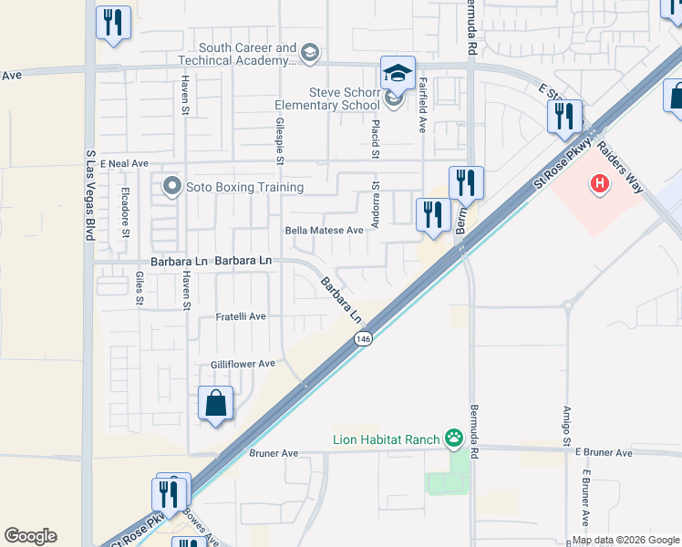 map of restaurants, bars, coffee shops, grocery stores, and more near 11698 Nardo Court in Las Vegas
