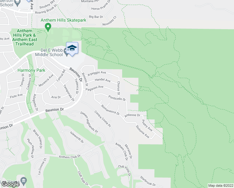 map of restaurants, bars, coffee shops, grocery stores, and more near 2101 Paganini Avenue in Henderson