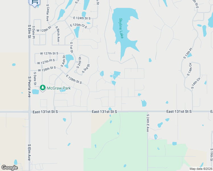 map of restaurants, bars, coffee shops, grocery stores, and more near 442 East 127th Place South in Jenks
