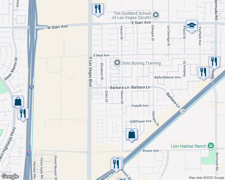map of restaurants, bars, coffee shops, grocery stores, and more near 72 Dark Creek Avenue in Las Vegas
