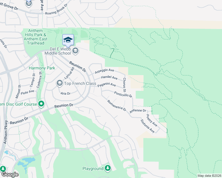 map of restaurants, bars, coffee shops, grocery stores, and more near 2154 Ponticello Drive in Henderson