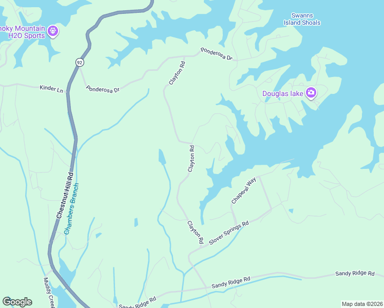 map of restaurants, bars, coffee shops, grocery stores, and more near 1507 Topaz Lane in Dandridge