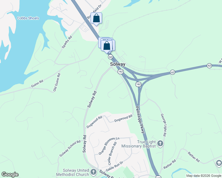 map of restaurants, bars, coffee shops, grocery stores, and more near 3817 Solway Road in Knoxville