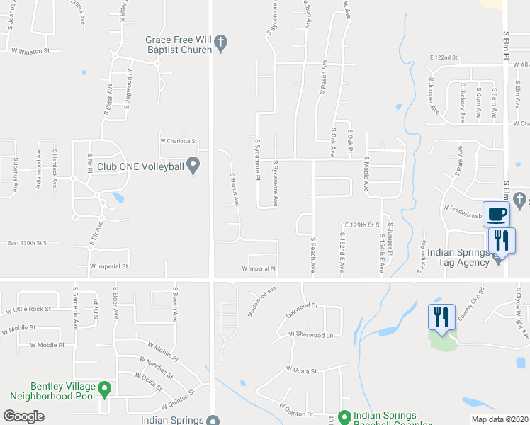 map of restaurants, bars, coffee shops, grocery stores, and more near 2009 West Huntsville Street in Broken Arrow